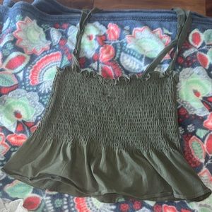 olive green top w/ ties on side